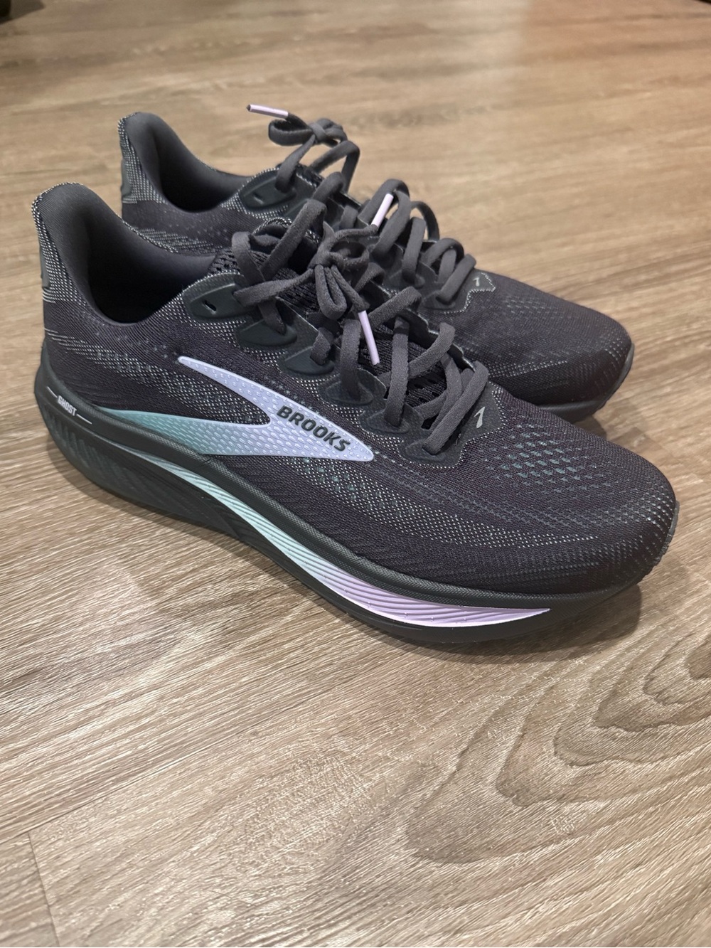 Brooks Women's Ghost 17 Grey/Clearwater/Purple Athletic Lace Up Shoes